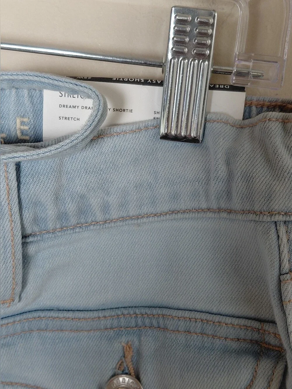 American Eagle Outfitters Dreamy Drape Light Blue Stretch Denim Shorts Size 0/25